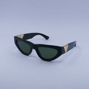 Bottega Veneta BV1176S 007 Sunglasses Green Cat Eye Frame, Green Lenses